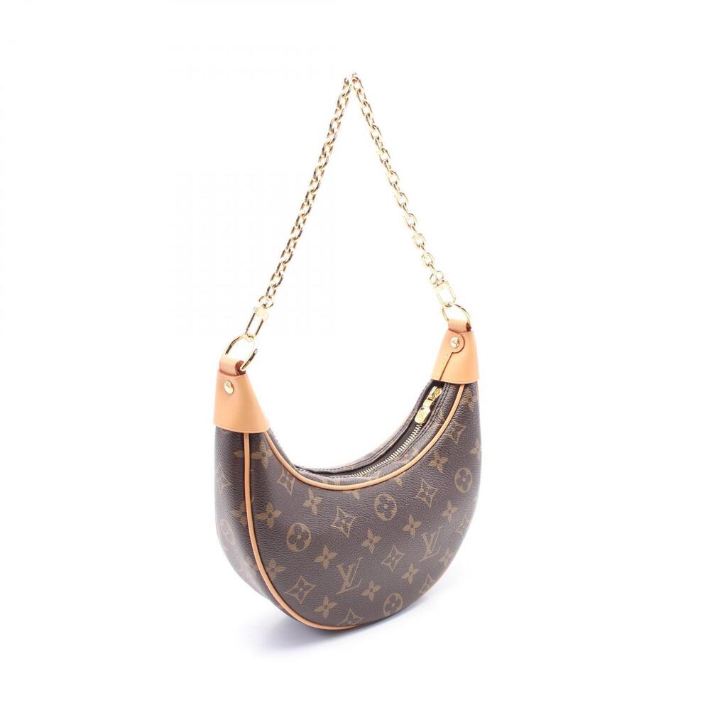 Louis Vuitton Monogram Brown Bag Shoulder Leather Loop Canvas